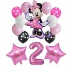 2 - ojo gimtadienio Minnie Mouse balionų rinkinys