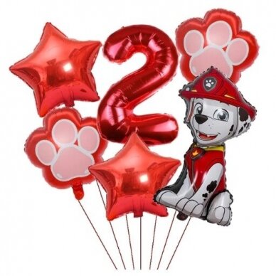 2 - ojo gimtadienio balionų rinkinys Paw Patrol