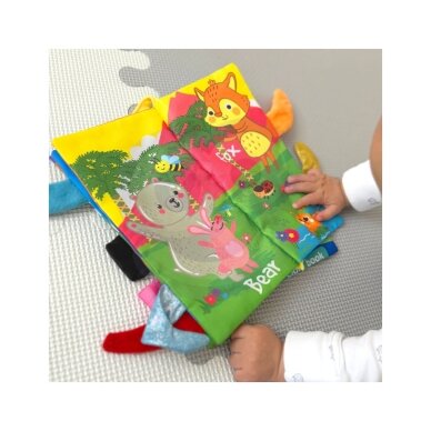 WOOPIE BABY Medžiaginė knygelė su miško gyvūnų uodegėlėmis 4