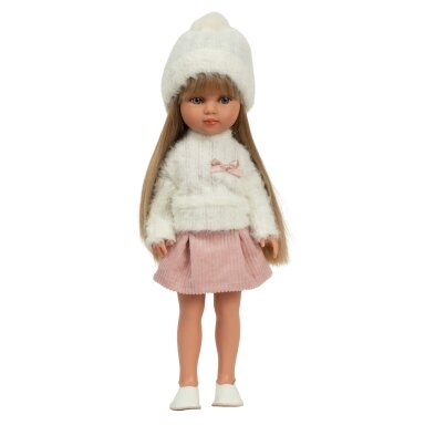 Arias lėlė mergaitė Carlota pūkuotu megztiniu, 36 cm