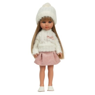 Arias lėlė mergaitė Carlota pūkuotu megztiniu, 36 cm