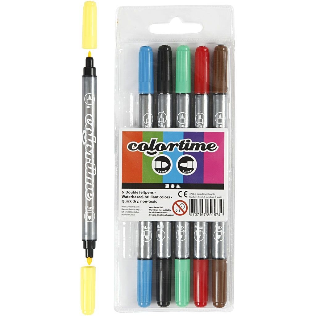 Creativ dvipusiai flomasteriai, 6 vnt. 1 Creativ dvipusiai flomasteriai, 6 vnt. 1