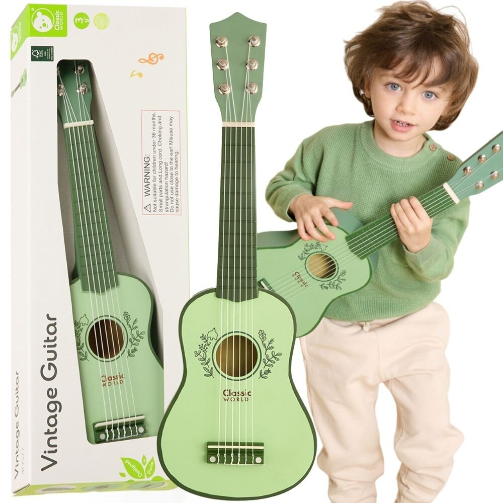 CLASSIC WORLD medinė gitara vaikams vintažinis muzikos instrumentas 3+