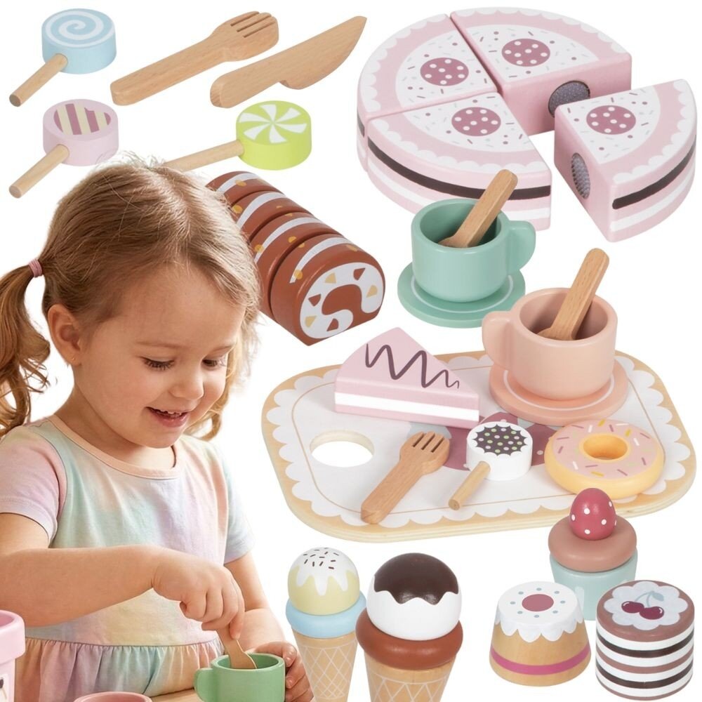 TOOKY TOY Sweet Cake Medinis saldumynų rinkinys dėžutėje Konditerija Ledainė TOOKY TOY Sweet Cake Medinis saldumynų rinkinys dėžutėje Konditerija Ledainė