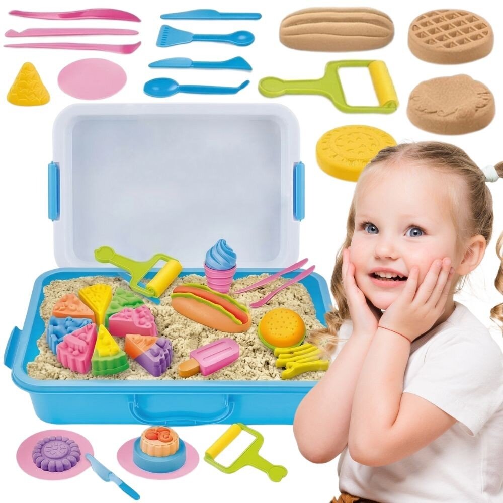 WOOPIE kinetinis smėlis 6 spalvos 1,2 kg restorano stalo rinkinys su formelėmis WOOPIE kinetinis smėlis 6 spalvos 1,2 kg restorano stalo rinkinys su formelėmis
