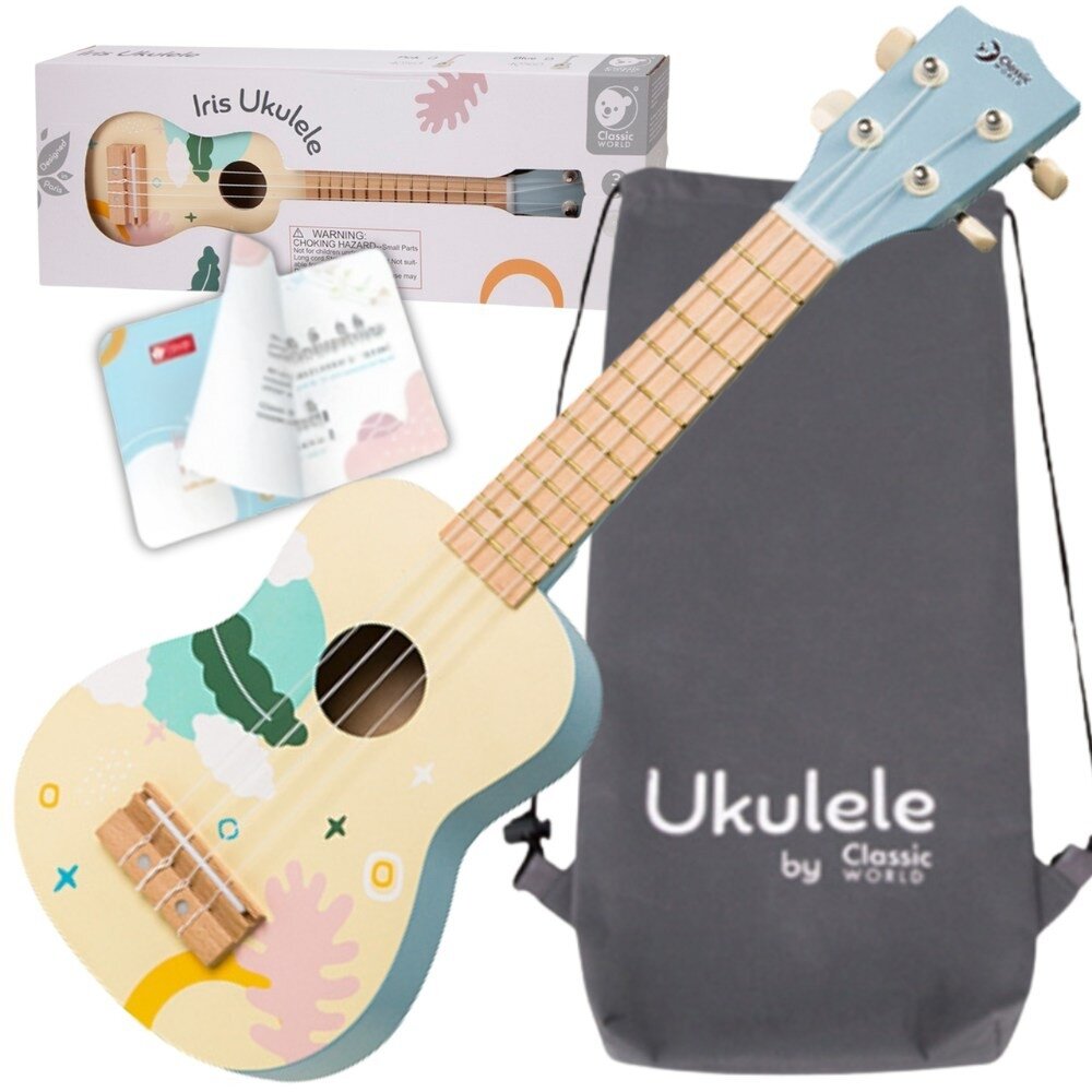 CLASSIC WORLD medinė ukulelė gitara vaikams mėlyna