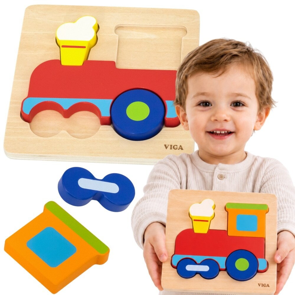 VIGA medinis Montessori edukacinis dėlionės traukinys VIGA medinis Montessori edukacinis dėlionės traukinys