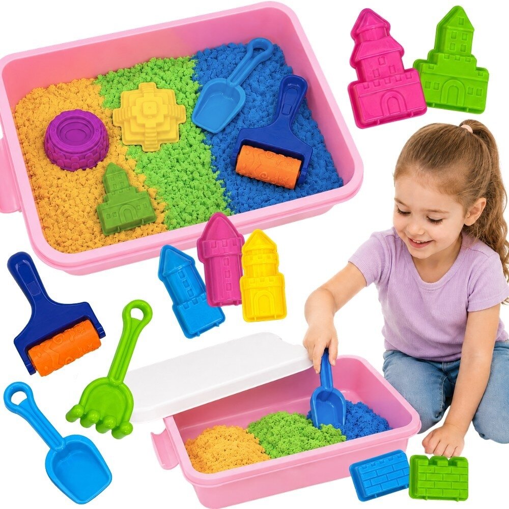 WOOPIE Kinetinio smėlio „Magic Castle“ rinkinys 22 vnt. lagamine
