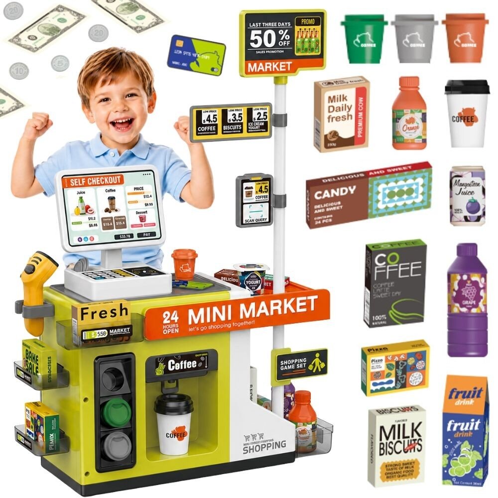 WOOPIE savitarnos kasos aparatas Mini Market Express su priedais