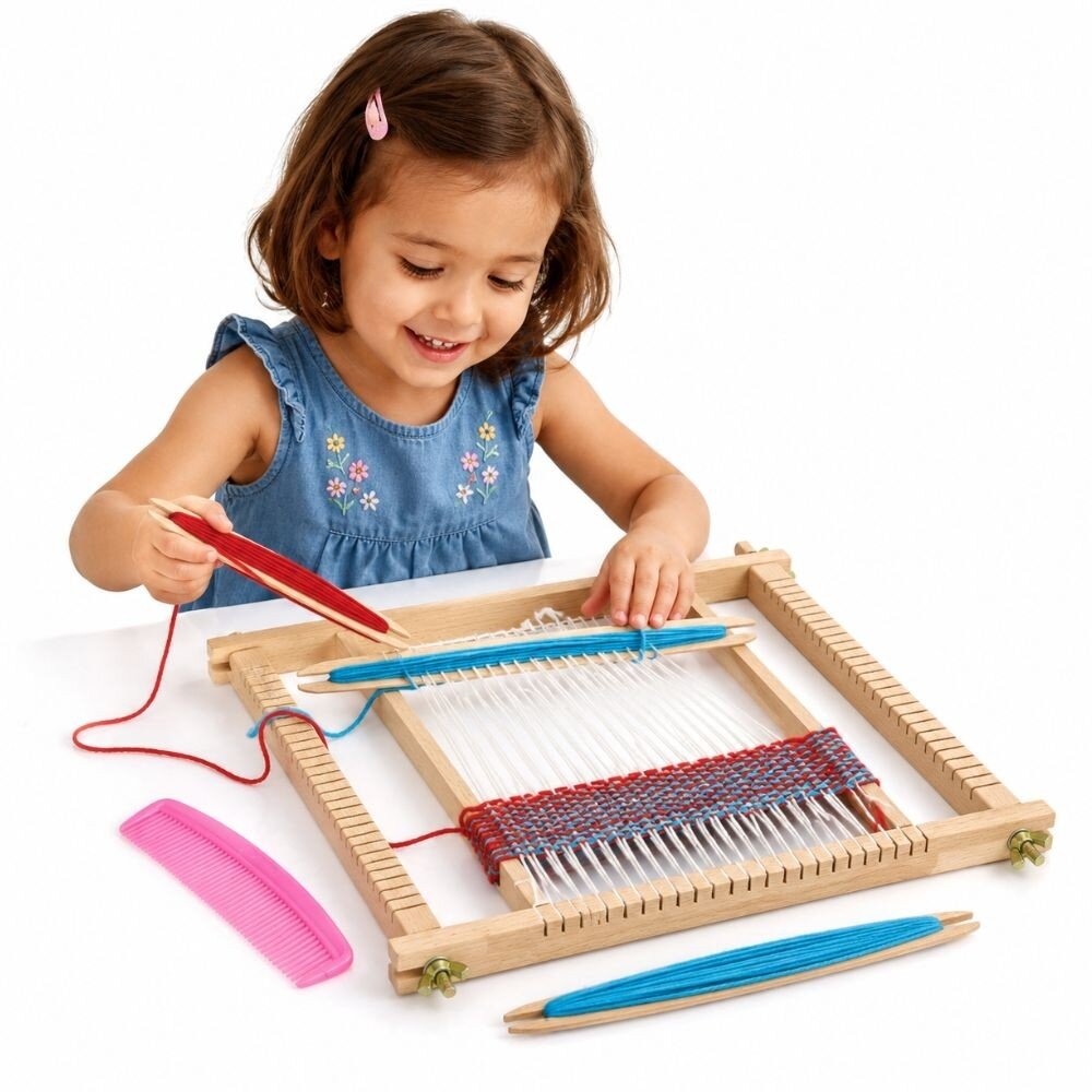 VIGA medinės staklės audimo dirbtuvėms Montessori audimo rinkinys VIGA medinės staklės audimo dirbtuvėms Montessori audimo rinkinys