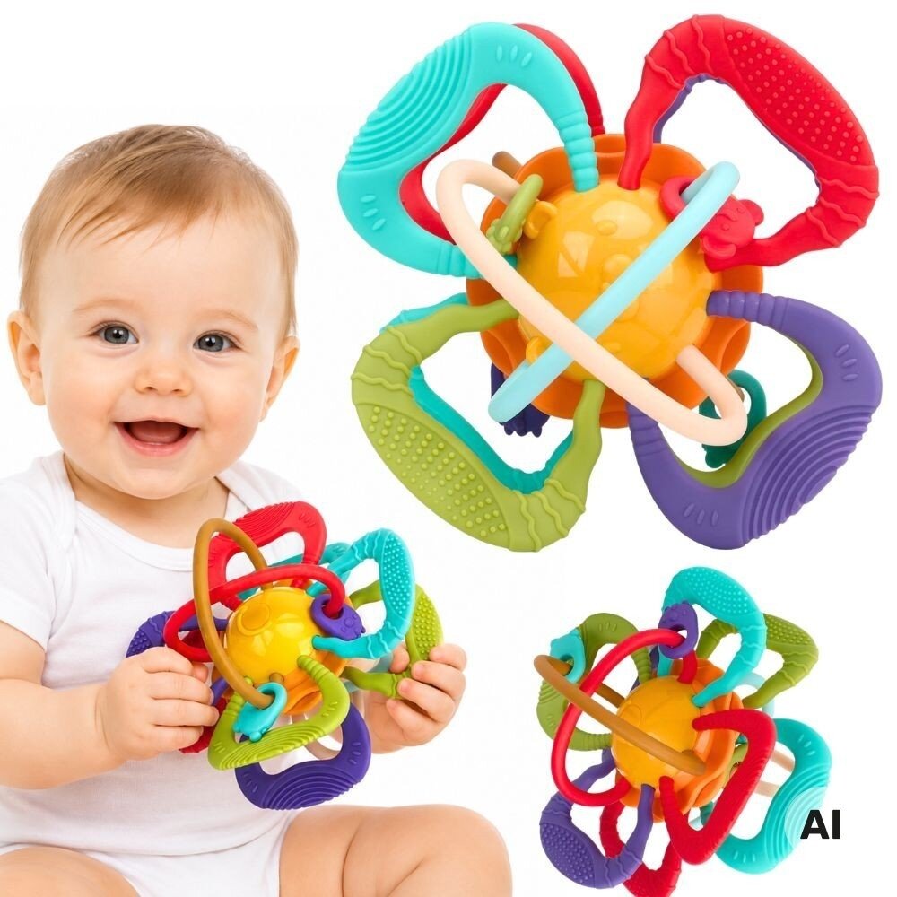 WOOPIE BABY Sensorinis kamuoliukas-kramtukas kūdikiams WOOPIE BABY Sensorinis kamuoliukas-kramtukas kūdikiams