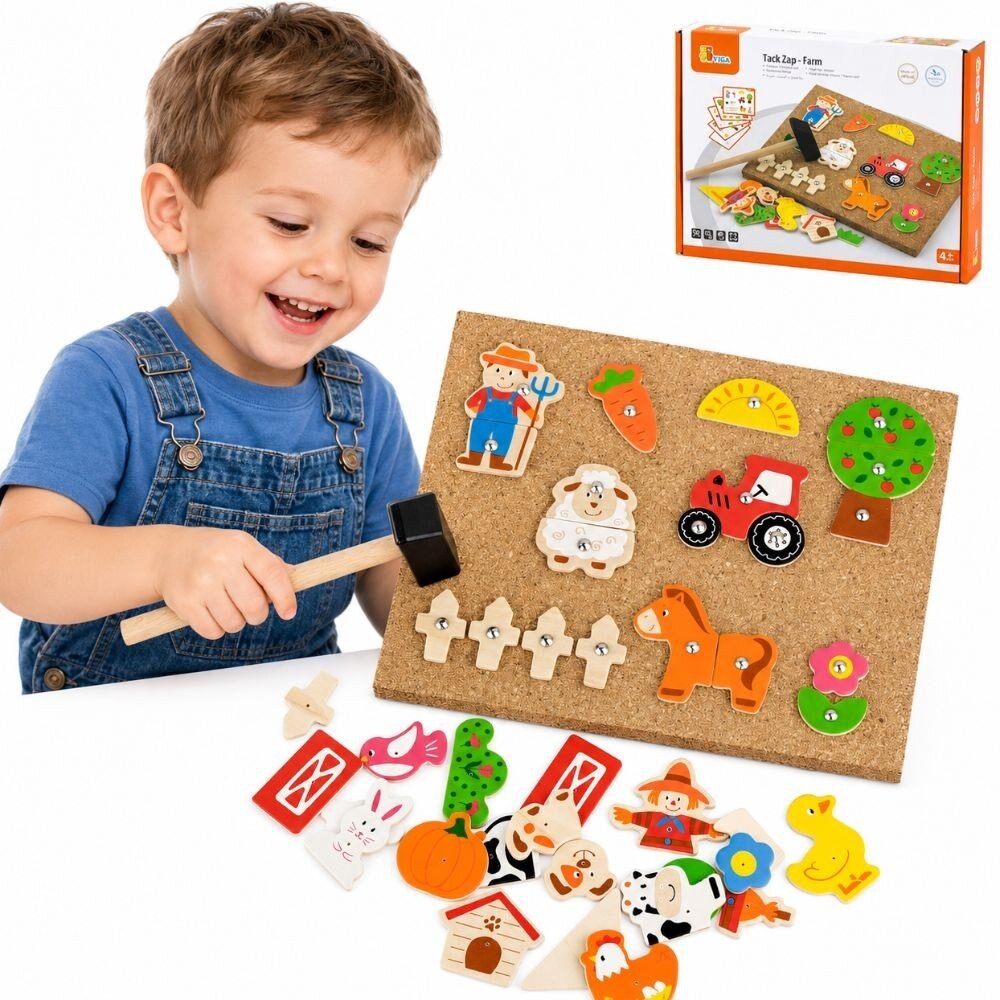 VIGA medinė ūkio vinių mozaika Montessori kamštinė lenta VIGA medinė ūkio vinių mozaika Montessori kamštinė lenta