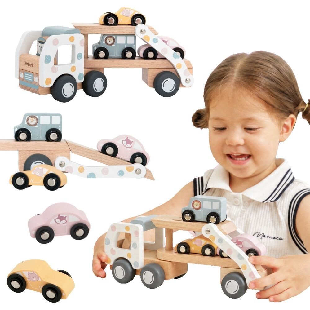 VIGA PolarB medinis automobilių transporterinis sunkvežimis 3 automobiliai vairuotojas 18m+ VIGA PolarB medinis automobilių transporterinis sunkvežimis 3 automobiliai vairuotojas 18m+