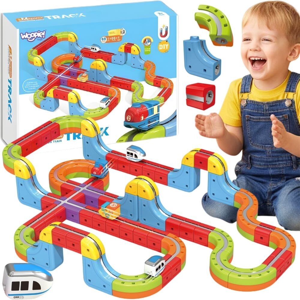 WOOPIE Magic Cube Train konstravimo blokeliai Anti-Gravity magnetinė trasa 68 vnt.