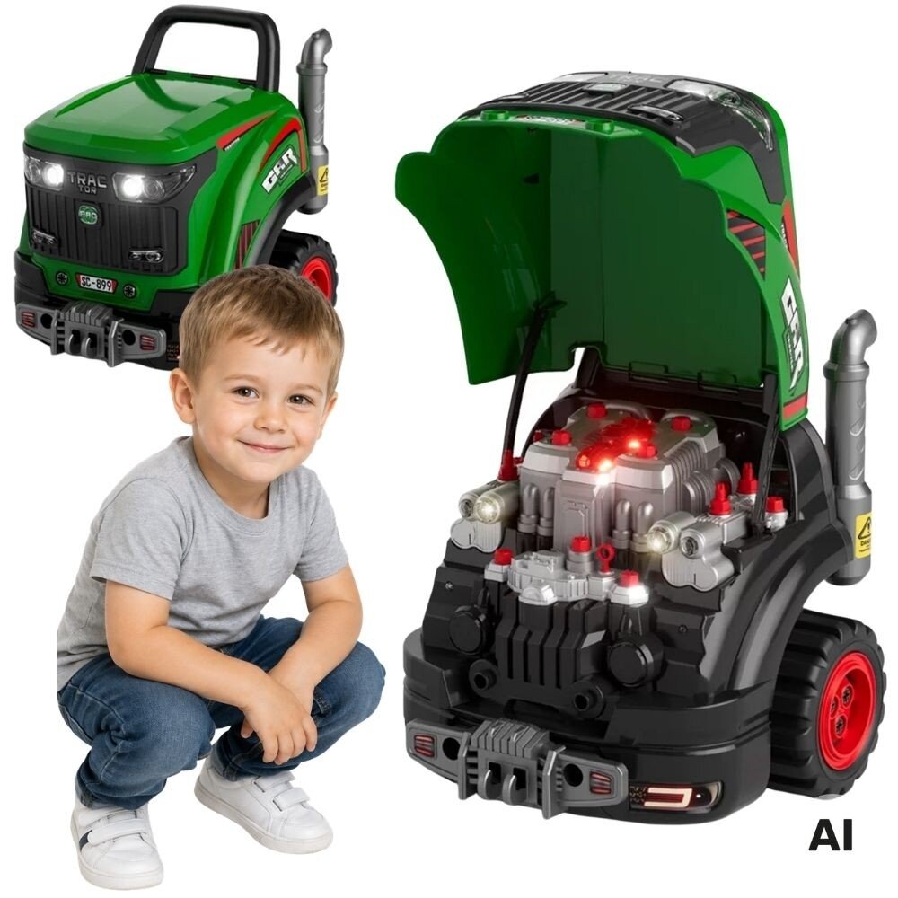 WOOPIE Interaktyvios mechaniko dirbtuvės traktorius su daugybe priedų 60 vnt. WOOPIE Interaktyvios mechaniko dirbtuvės traktorius su daugybe priedų 60 vnt.