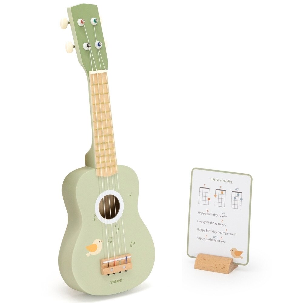 Viga medinė ukulelė vaikams, žalia su natomis 11 Viga medinė ukulelė vaikams, žalia su natomis 11