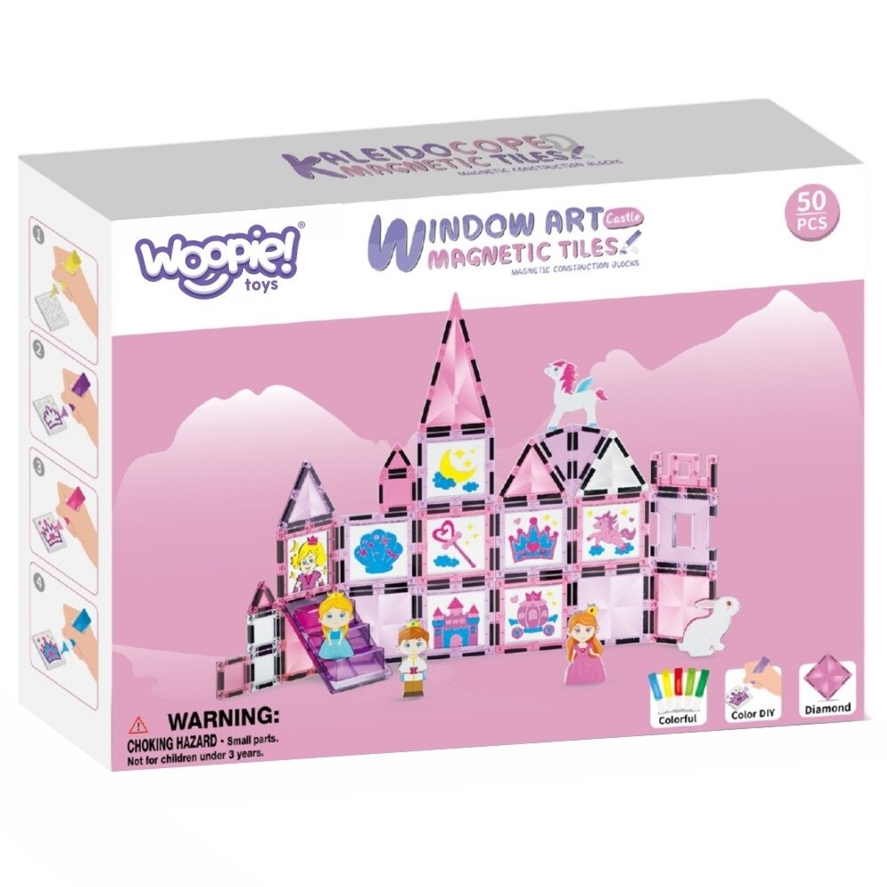 WOOPIE magnetinių kaladėlių princesės pilies rinkinys 50 vnt. 12