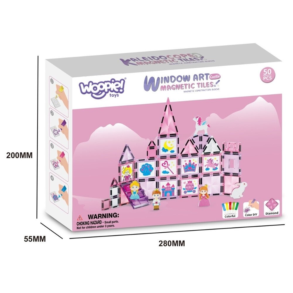 WOOPIE magnetinių kaladėlių princesės pilies rinkinys 50 vnt. 11