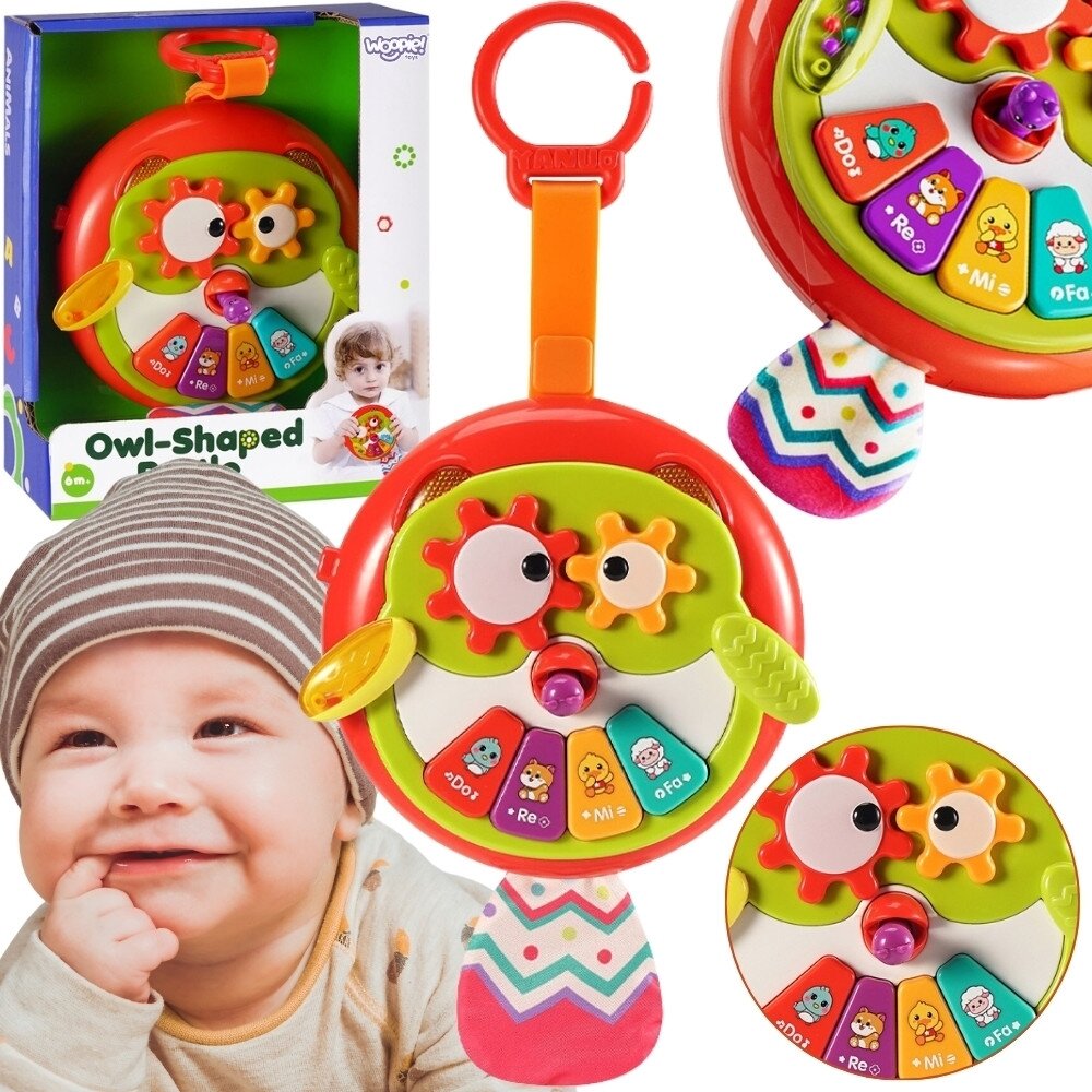 WOOPIE BABY interaktyvus pelėdos pianino žaislas su šiurenančia uodega