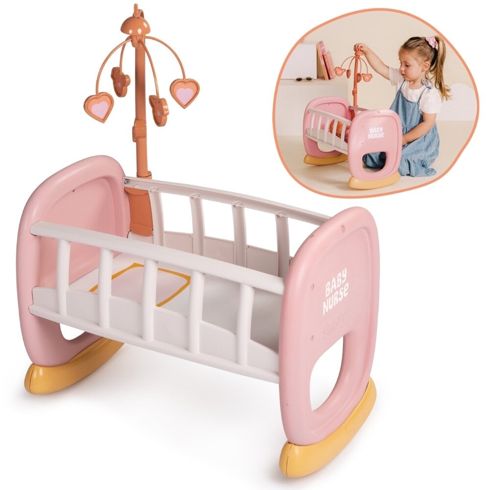 SMOBY Baby Nurse lopšys su karusele SMOBY Baby Nurse lopšys su karusele
