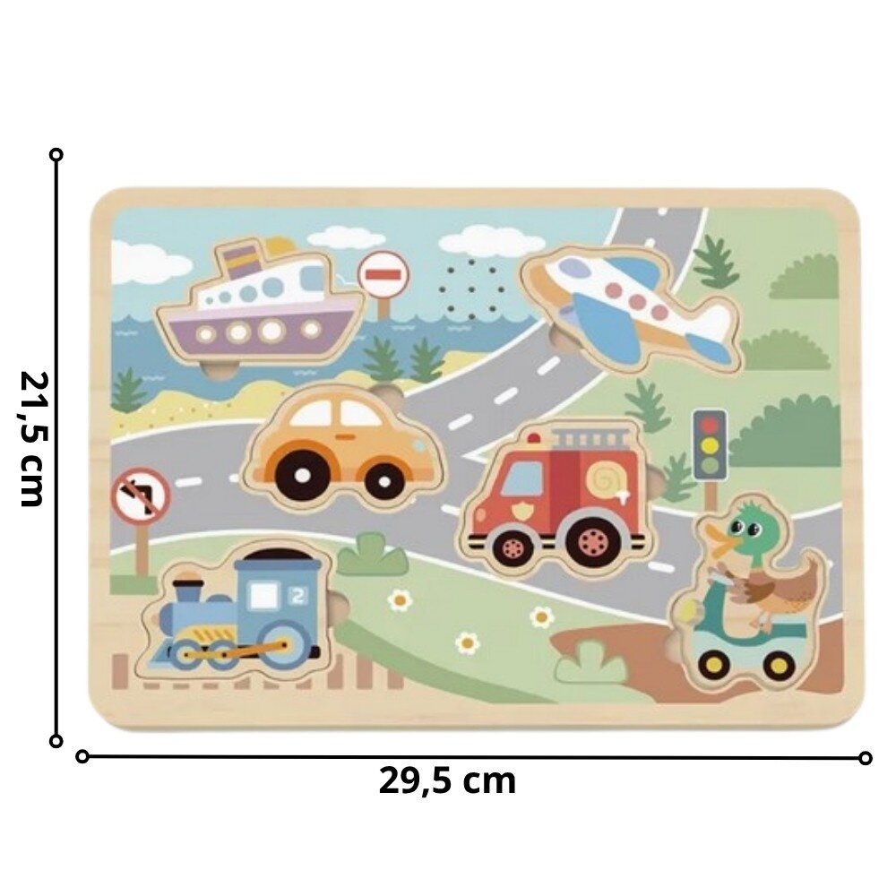 TOOKY TOY medinė interaktyvi transporto priemonių dėlionė 5