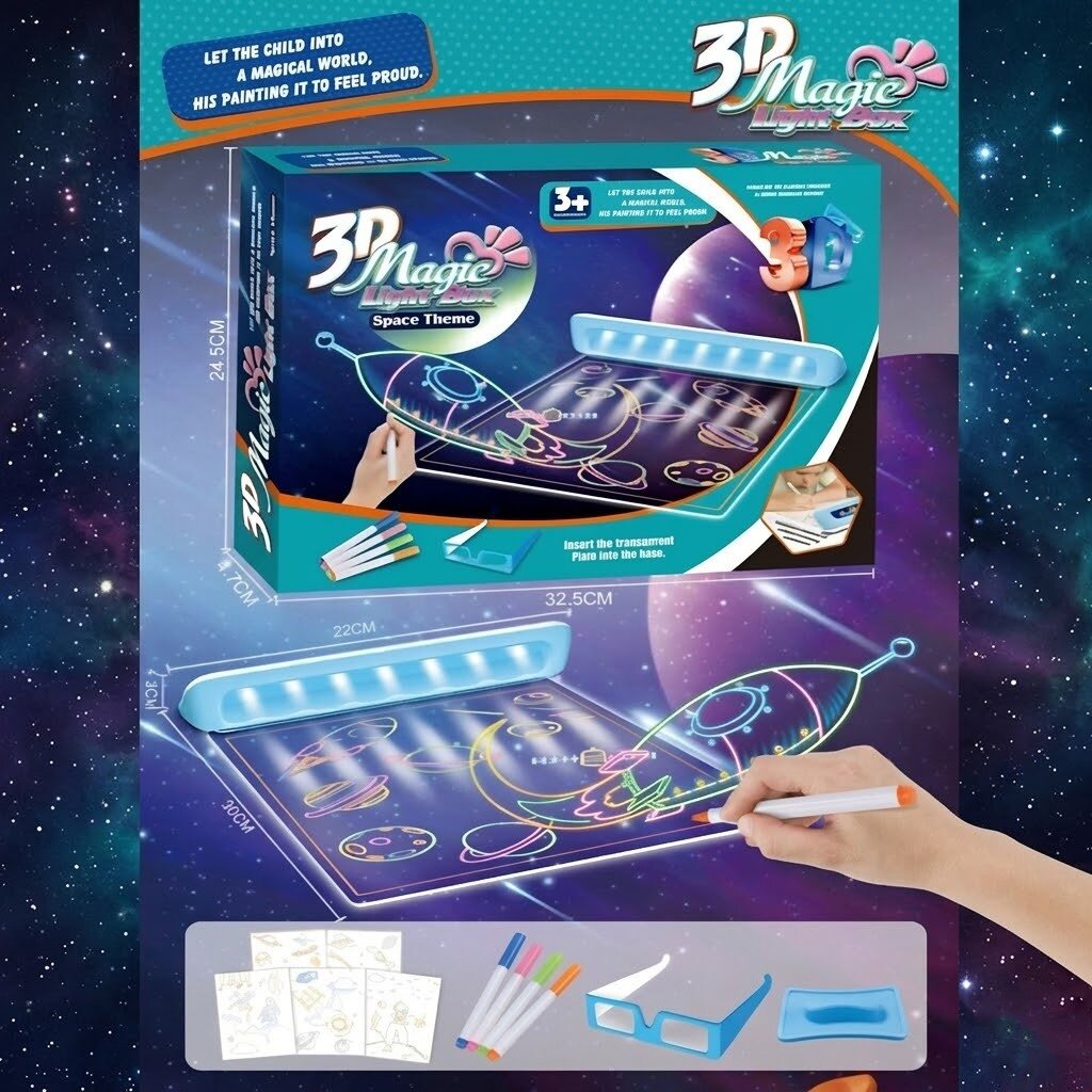 WOOPIE stebuklinga 3D LED piešimo lenta 5