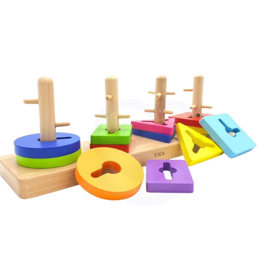 VIGA medinis Montessori formų rūšiavimo blokų rinkinys 6 VIGA medinis Montessori formų rūšiavimo blokų rinkinys 6