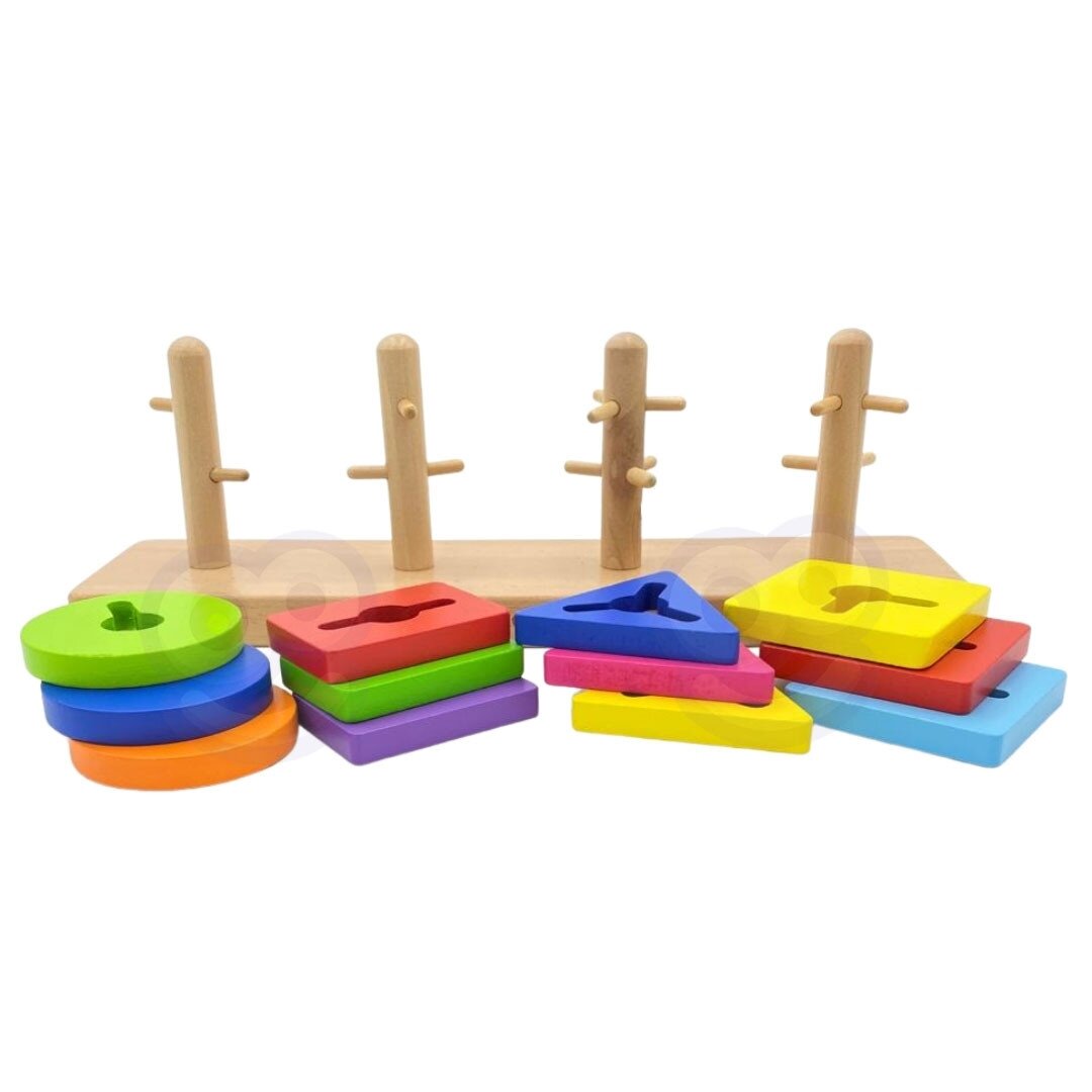 VIGA medinis Montessori formų rūšiavimo blokų rinkinys 7 VIGA medinis Montessori formų rūšiavimo blokų rinkinys 7