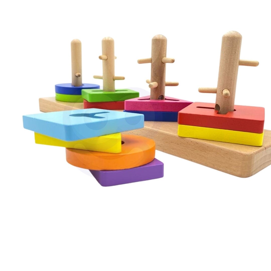 VIGA medinis Montessori formų rūšiavimo blokų rinkinys 10