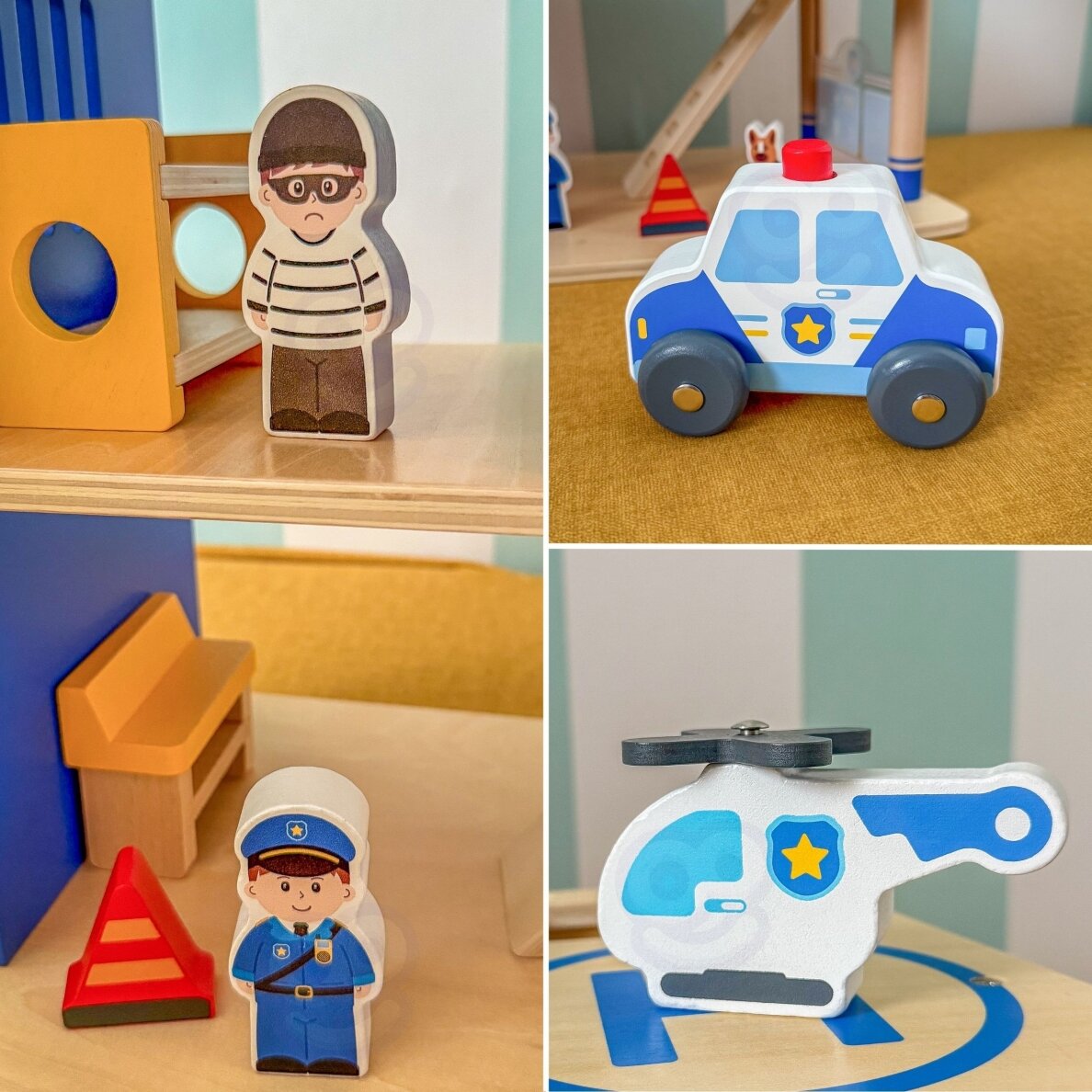 VIGA medinė policijos nuovada su policijos automobiliu, 3 aukštai, 14 dalių 5 VIGA medinė policijos nuovada su policijos automobiliu, 3 aukštai, 14 dalių 5