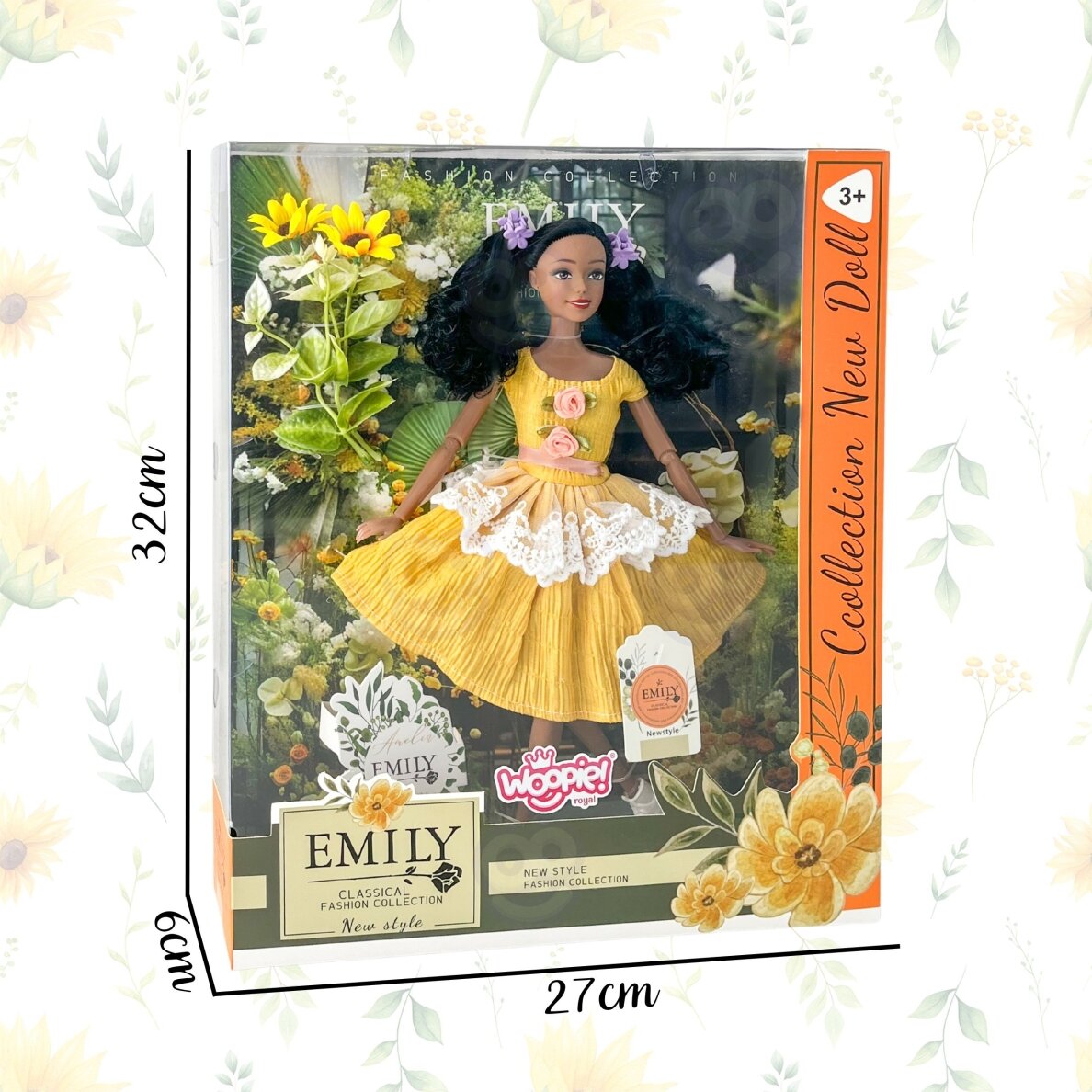 WOOPIE ROYAL lėlė Emi 32 cm madinga apranga ir gražūs juodi plaukai 7