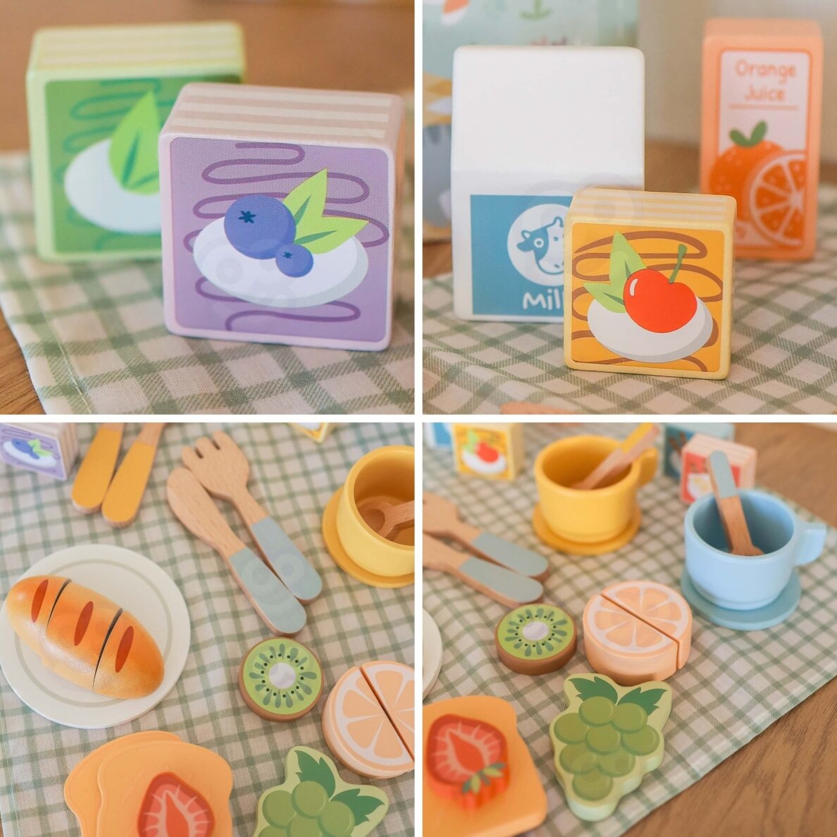 TOOKY TOY pikniko rinkinys maisto pjaustymui su „Velcro“ pusryčių rinkiniu 6