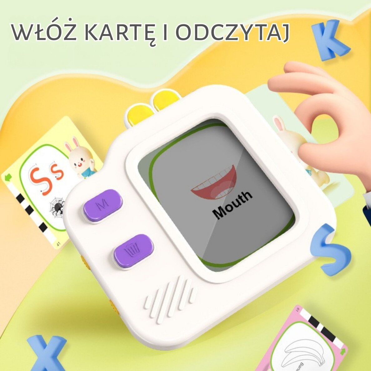 WOOPIE grafinė planšetė, eskizų bloknotas piešimo ir anglų kalbos mokymuisi, kortelių skaitytuvas, 120 vnt. 6