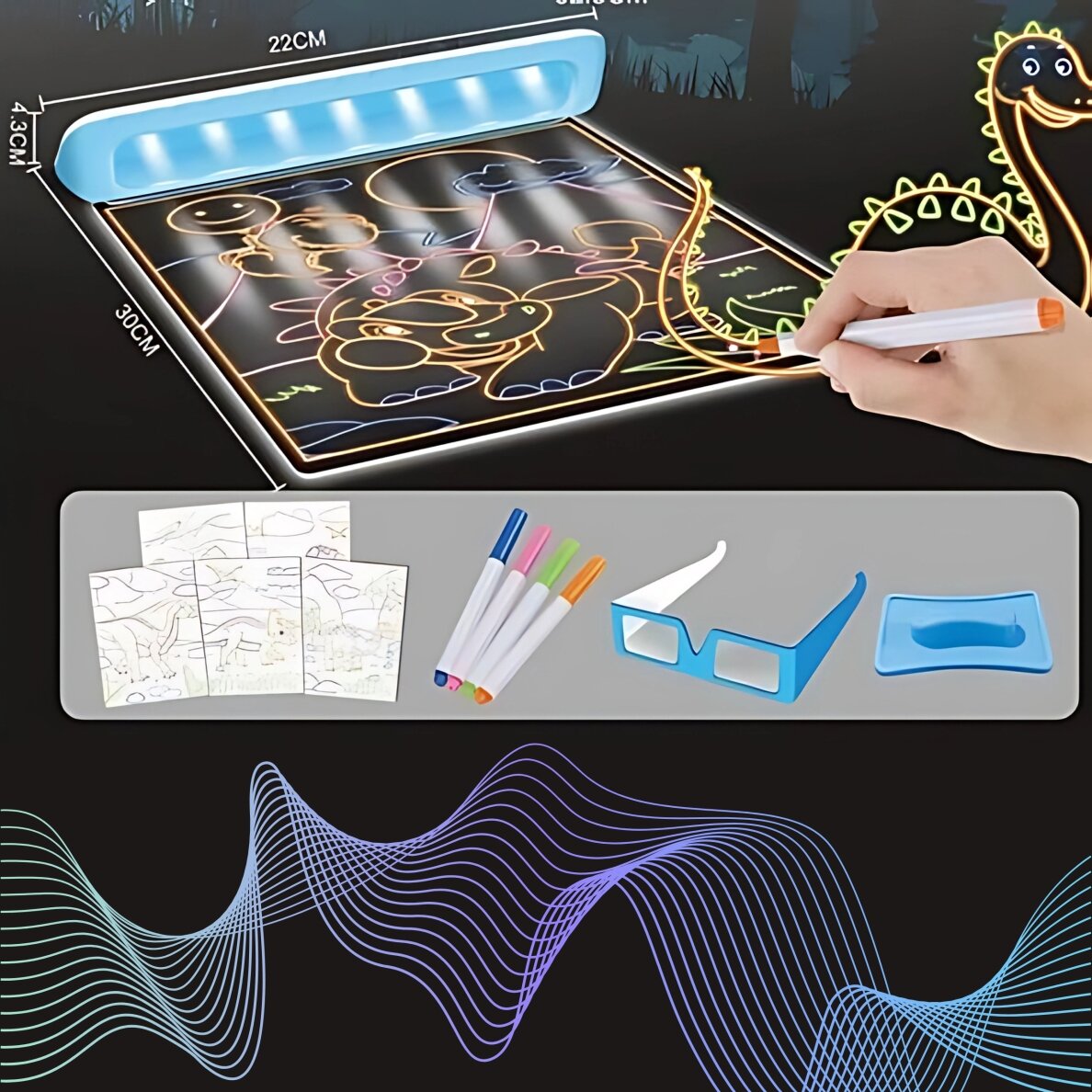WOOPIE stebuklinga 3D LED piešimo lenta 6