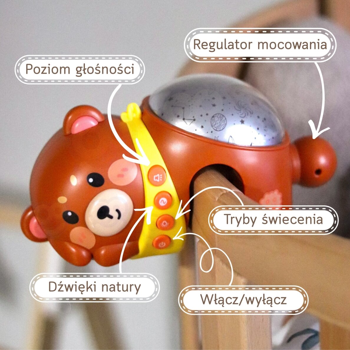 WOOPIE BABY žvaigždžių projektorius – naktinė lemputė vaikams Meškiukas 2