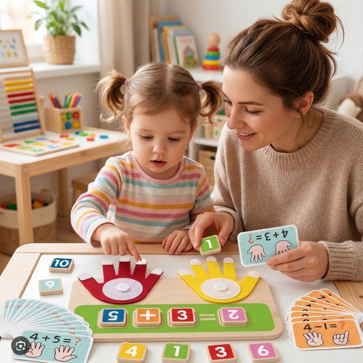 TOOKY TOY medinis edukacinis žaislas pirštų skaičiavimui, sudėčiai ir atimčiai mokytis 2