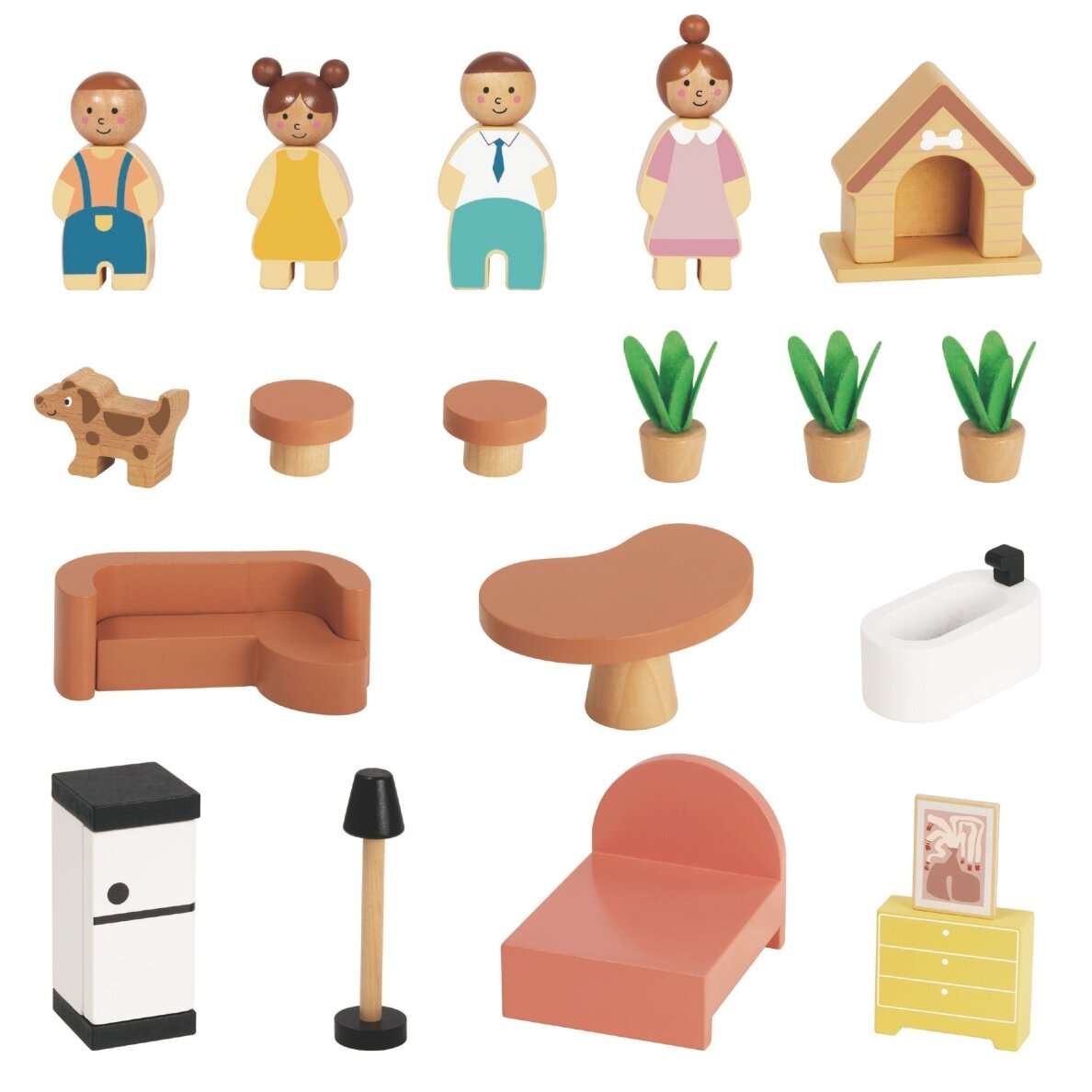 TOOKY TOY medinis lėlių namelis su priedais ir šeima 20 vnt. 5