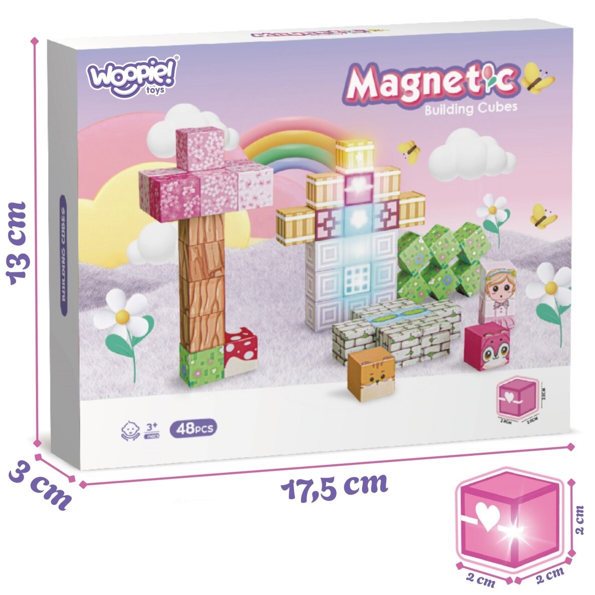 Woopie magnetiniai kubai 48 vnt. Montessori edukacinis 3D galvosūkis 6