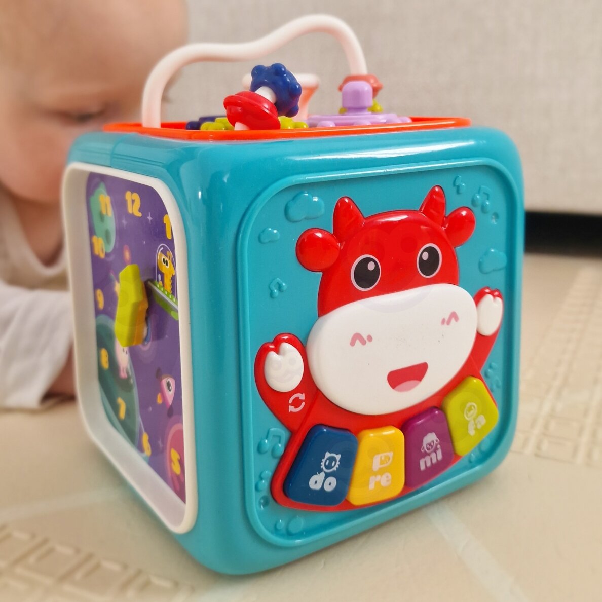 WOOPIE BABY Interaktyvus sensorinis kubas edukacinis Montessori rūšiuotuvas 6-in-1 3
