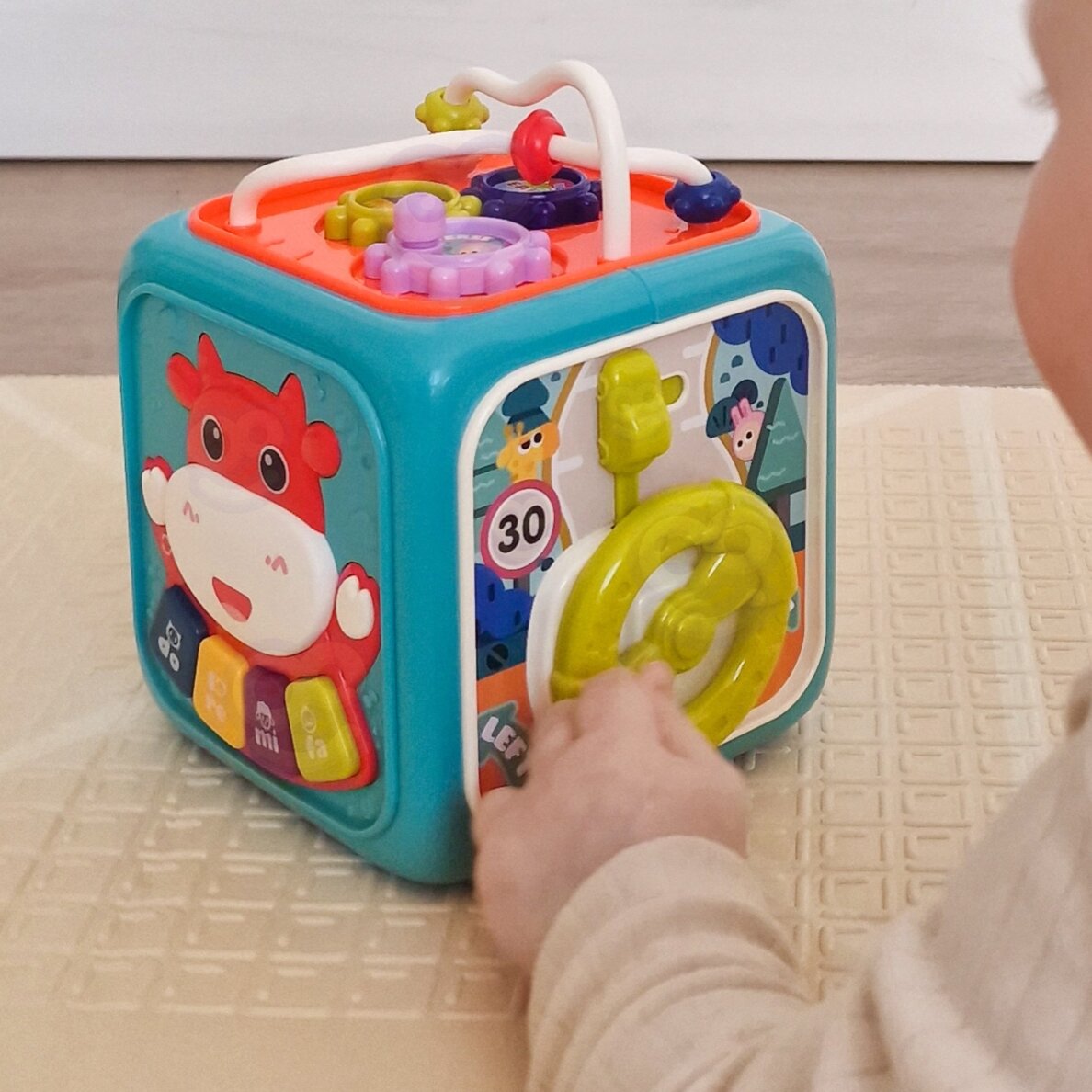 WOOPIE BABY Interaktyvus sensorinis kubas edukacinis Montessori rūšiuotuvas 6-in-1 7