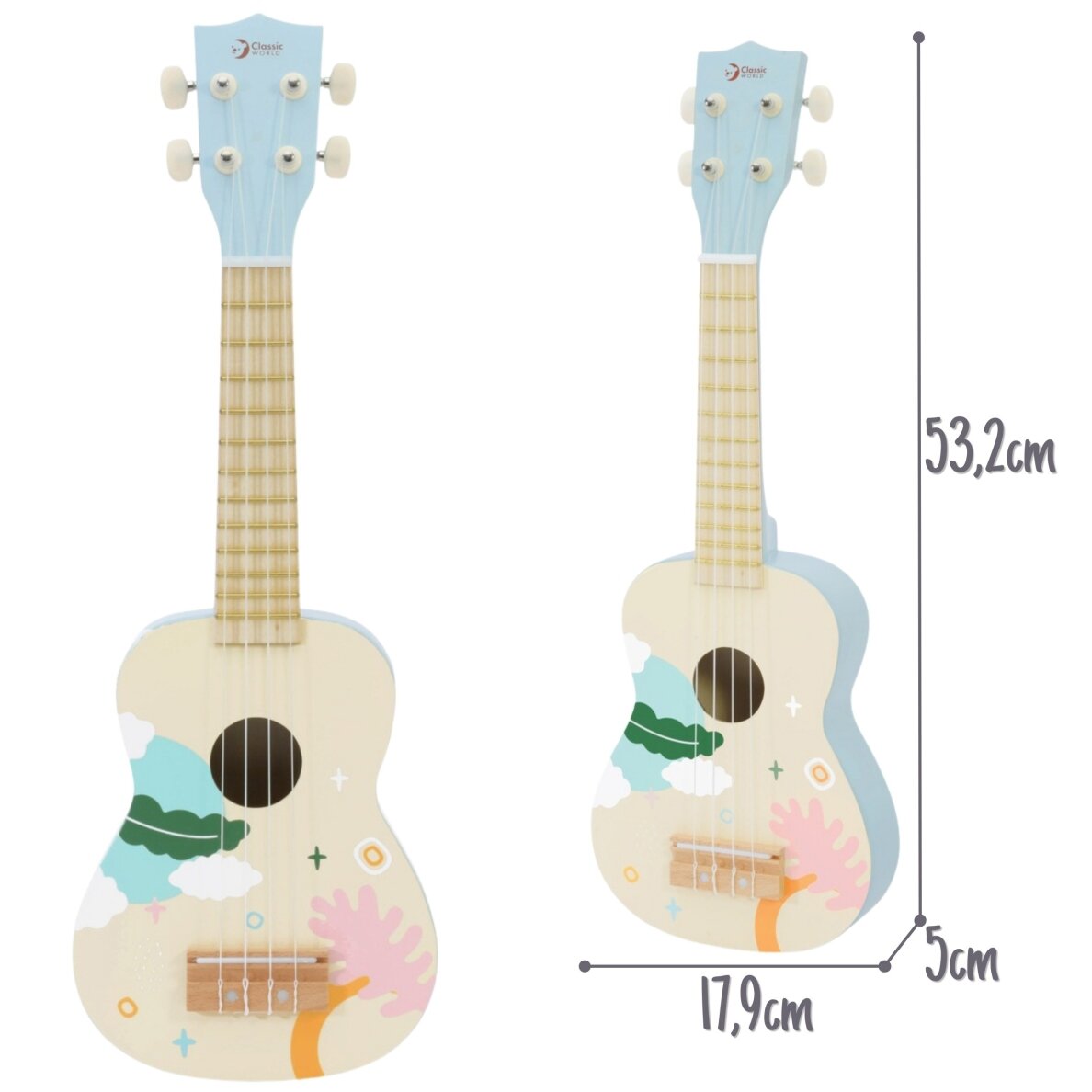 CLASSIC WORLD medinė ukulelė gitara vaikams mėlyna 10 CLASSIC WORLD medinė ukulelė gitara vaikams mėlyna 10