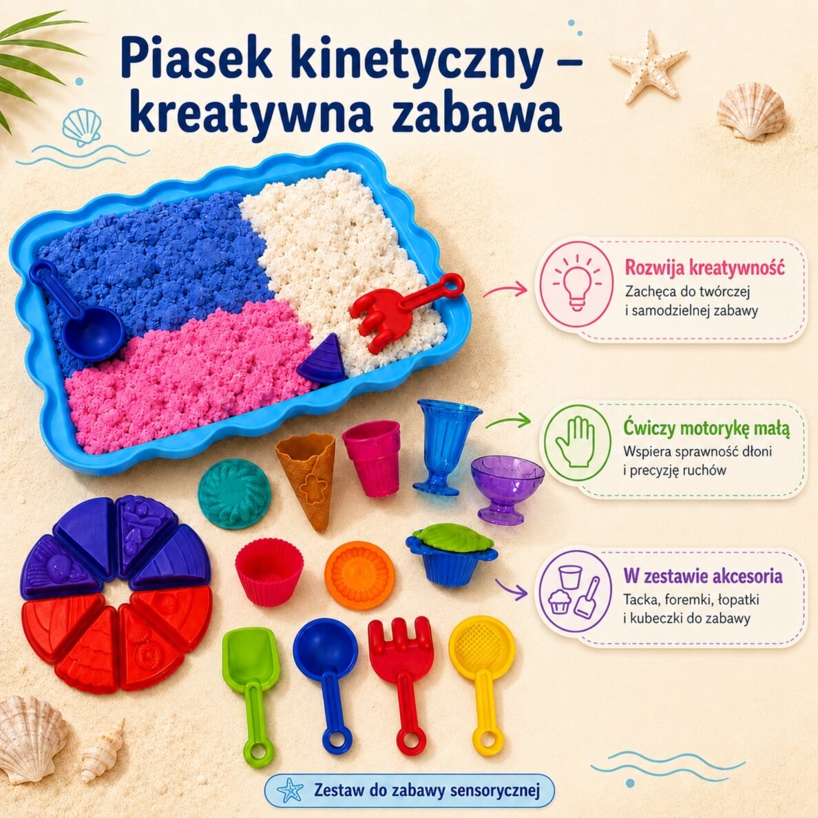 WOOPIE SAND FAIRY Kinetinio smėlio rinkinys Ledainė Desertai 24 vnt. 6