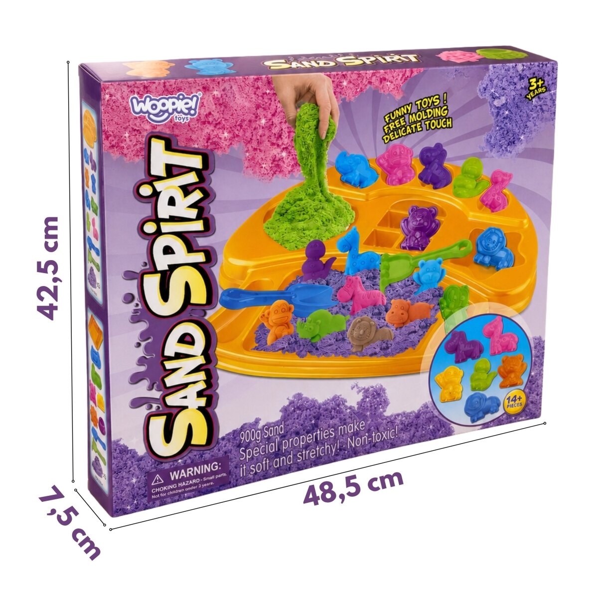 WOOPIE kinetinio smėlio rinkinys, gyvūnų formelės, 3+ 7 WOOPIE kinetinio smėlio rinkinys, gyvūnų formelės, 3+ 7