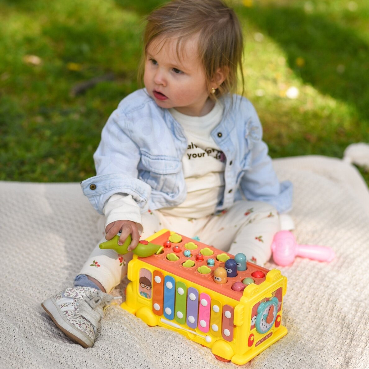 WOOPIE BABY Interaktyvus Montessori edukacinis autobusiukas 6 in 1 Plaktukas, cimbolai +18 m. 1