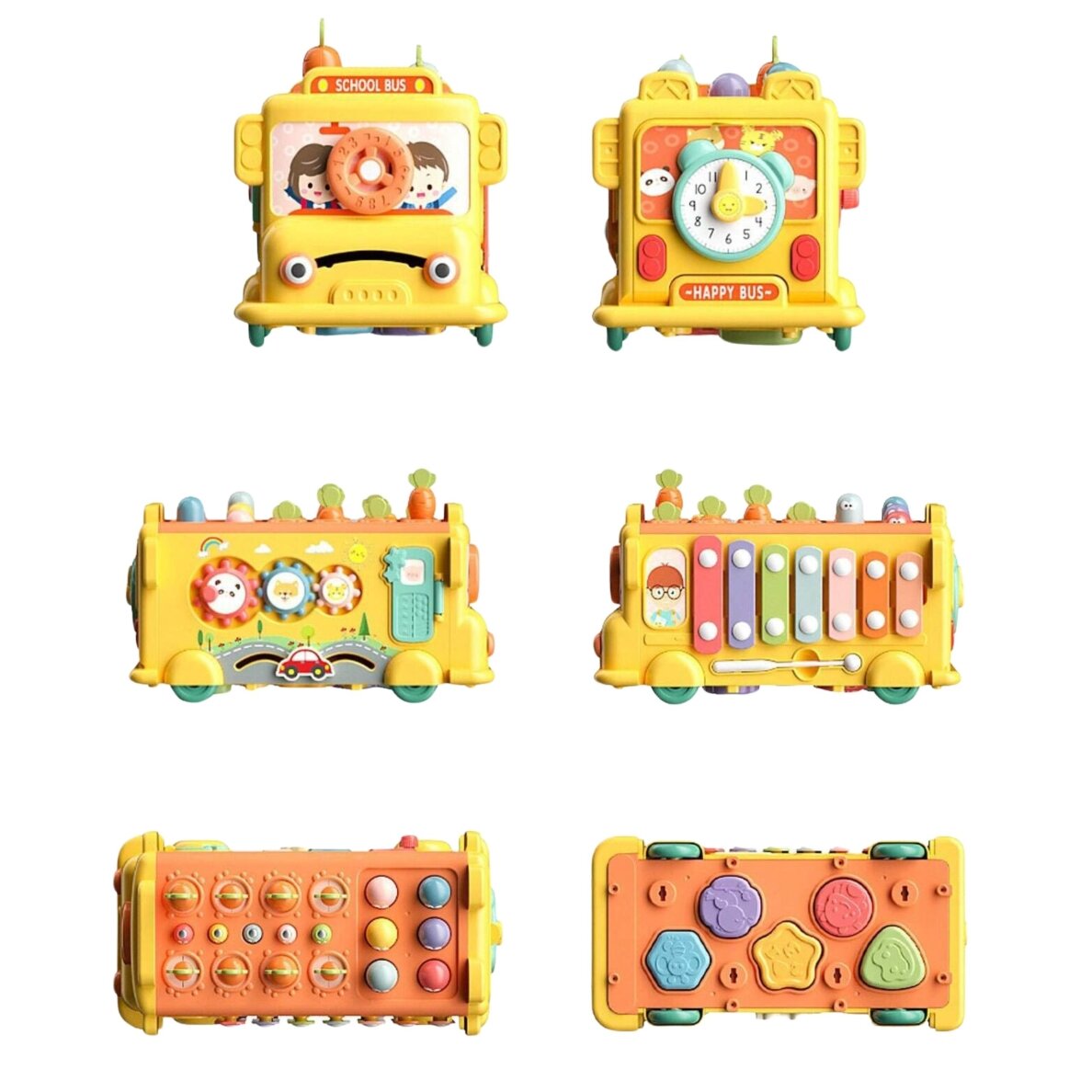 WOOPIE BABY Interaktyvus Montessori edukacinis autobusiukas 6 in 1 Plaktukas, cimbolai +18 m. 10