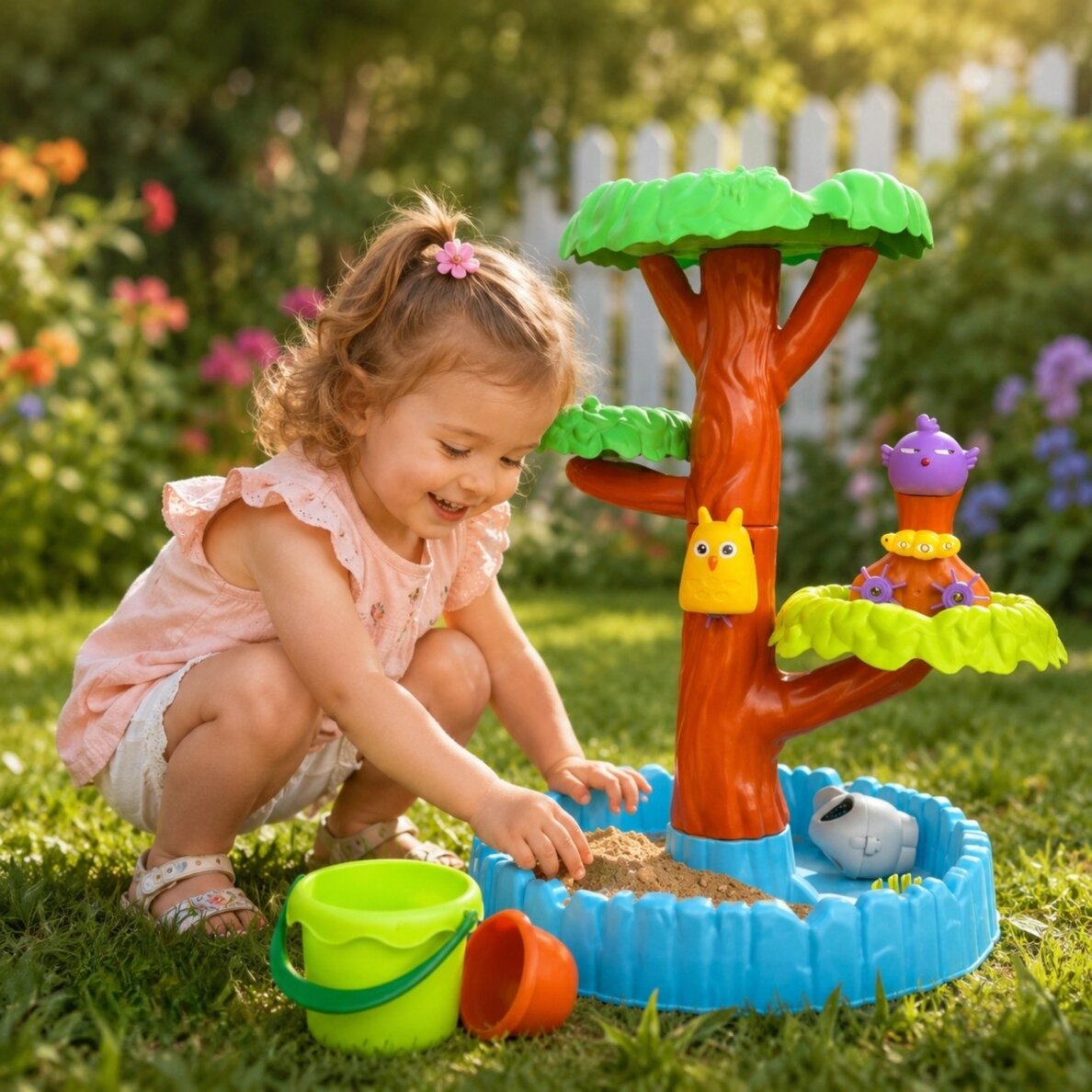 WOOPIE 2in1 vandens stalas / smėlio dėžė Happy Tree, 8 priedai 3