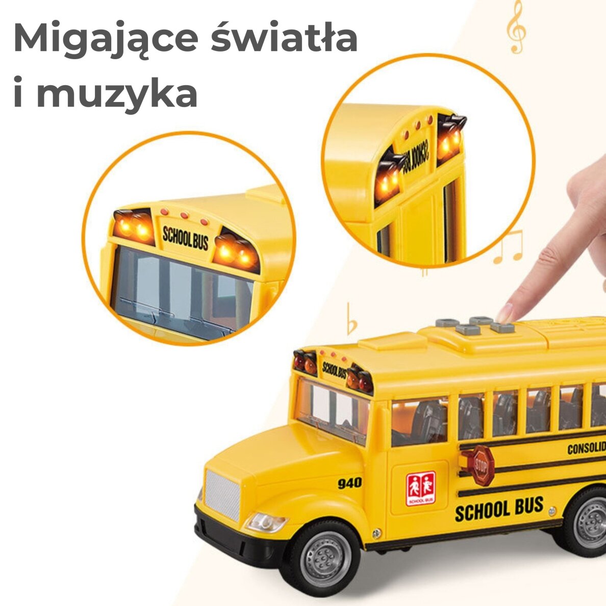 WOOPIE interaktyvus elektrinis mokyklinis autobusas 1:20 su šviesa ir garsu dovanai 5