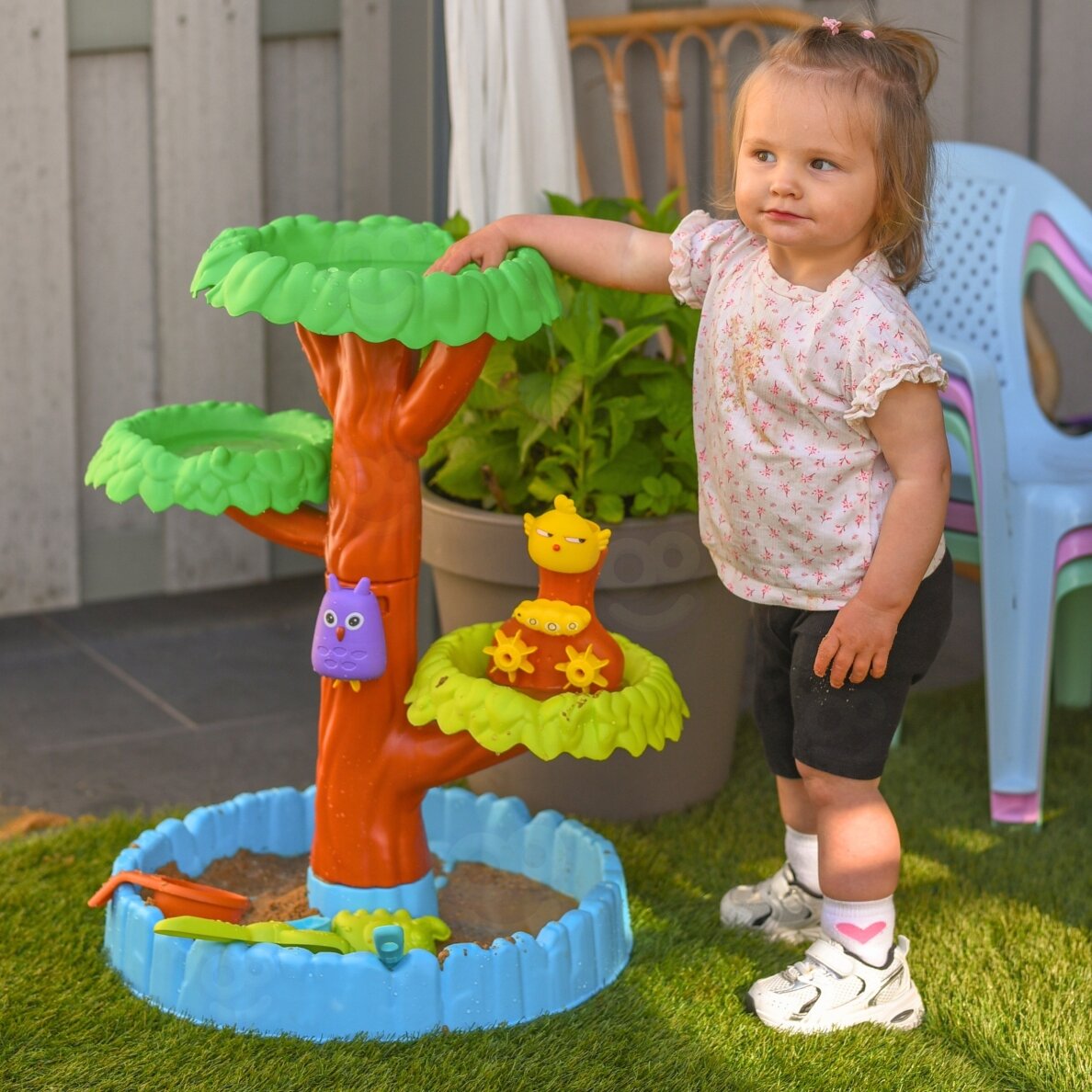 WOOPIE 2in1 vandens stalas / smėlio dėžė Happy Tree, 8 priedai 1