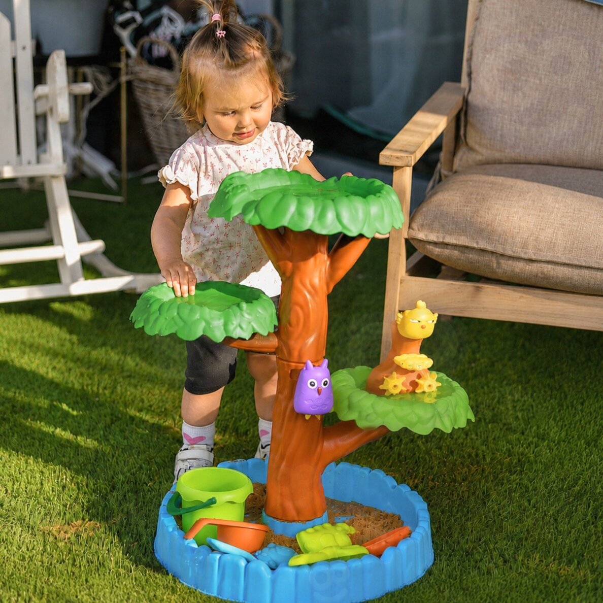 WOOPIE 2in1 vandens stalas / smėlio dėžė Happy Tree, 8 priedai 4 WOOPIE 2in1 vandens stalas / smėlio dėžė Happy Tree, 8 priedai 4