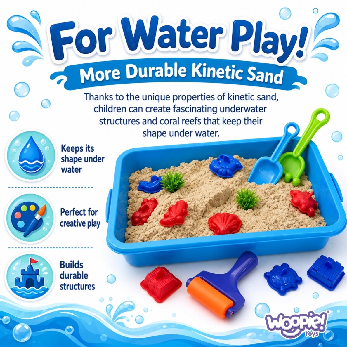 WOOPIE kinetinis smėlis „Magic for Water“ 18 dalių rinkinys su lagaminėliu 13 WOOPIE kinetinis smėlis „Magic for Water“ 18 dalių rinkinys su lagaminėliu 13